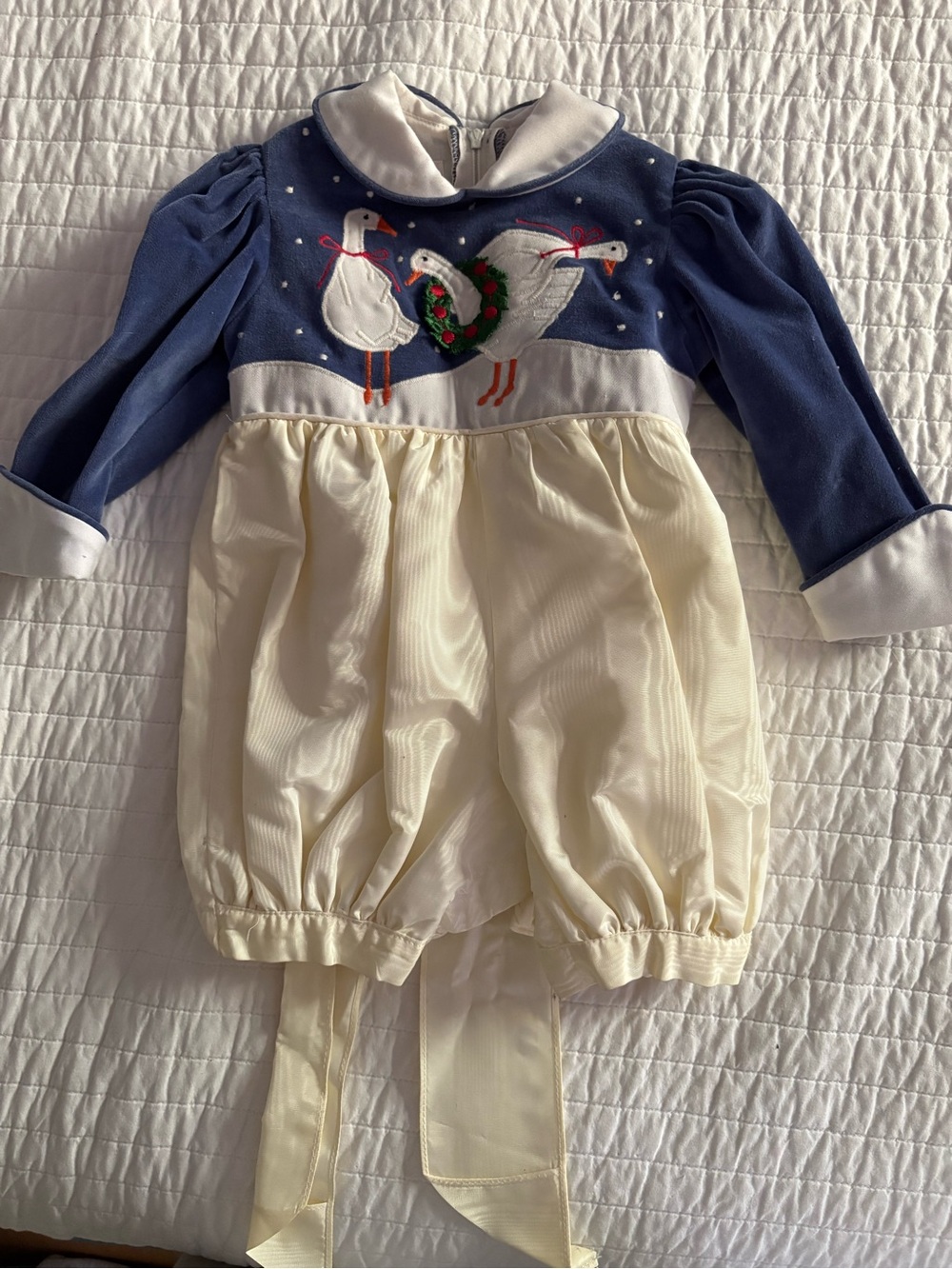 THE LILAC BUSH Junpsuit Romper Velvet Taffeta Xmas Vintage Infant Sz Small 3-6mo